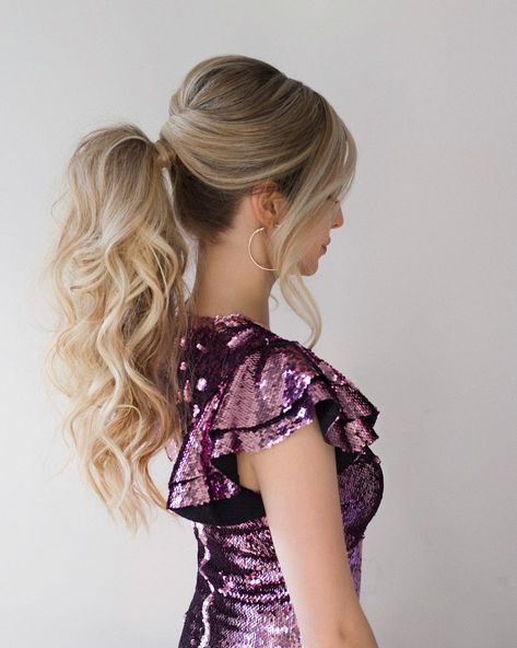 NEW YEAR HAIRSTYLE, HIGH PONYTAIL TUTORIAL - Alex Gaboury Elegant Tail Hairstyles, High Pony Tailed Hairstyle Prom, Perfect Ponytail Tutorial High Pony, High Pony Tailed Hairstyle Tutorial, Pageant Updos For Long Hair, High Pony Prom Hair, Pony Tailed Hairstyle Tutorial, High Pony Tailed Hairstyle, Fancy High Ponytail