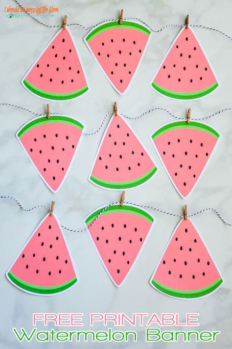 Printable Watermelon Template, Watermelon Room Decor, Watermelon Classroom Theme, Summer Classroom Decorations, Watermelon Banner, Watermelon Printable, Baby Shower Watermelon, Watermelon Crafts, Watermelon Theme