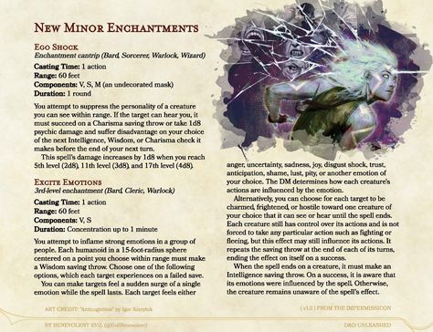 Dnd Psychic Spells, Enchantment Spells, Spells Dnd, Homebrew 5e, Vicious Mockery, 5e Spells, Dnd Spells, Dnd Wizard, Dnd Bard