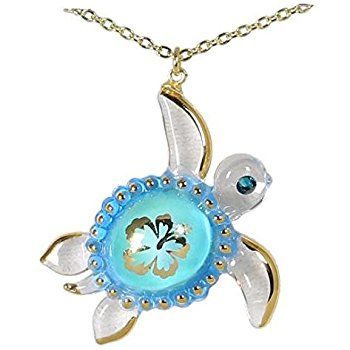 Glass Baron ~ Aloha Sea Turtle Necklace Sea Turtle Necklace, Glass Creations, Turtle Gifts, Turtle Charm, Turtle Necklace, Turtle Pendant, Glass Figurines, Gold Plated Necklace, Glass Necklace