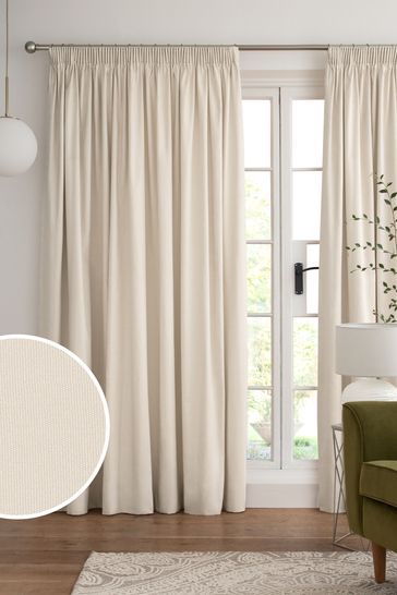 Light Natural Cotton Pencil Pleat Blackout/Thermal Curtains Luxury Window Curtains, Natural Curtains, Neutral Curtains, Pencil Pleat Curtains, Cream Curtains, Beige Curtains, Pleat Curtains, Plain Curtains, Thermal Curtains