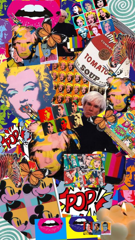 Andy Warhol Christmas Art, Celebrity Collage Art, Andy Warhol Wallpaper Iphone, Andy Warhol Aesthetic, Andy Warhol Artist Research Page, Andy Warhol Wallpaper, Pop Culture Collage, Pop Culture Aesthetic, Andy Warhol Artwork