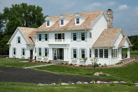 Inside a Serene, Inviting Colonial Style Home in The Midwest House Exterior With Garage, Colonial Exterior Makeover, Colonial Home Exteriors, Garrison Colonial Exterior, Colonial Farmhouse Exterior, White Colonial House, Colonial House Exterior, Modern Colonial House, Colonial Remodel