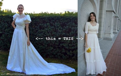 Thrifted Wedding, 1980s Wedding Dress, Dress Makeover, 1940s Wedding Dress, 80s Wedding, Old Wedding Dresses, 1940s Wedding, Dress Paris, Wedding Dress Alterations