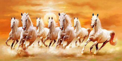 Running Horse Wallpaper For Phone, Seven Horses Painting, Horse Canvas Painting, Horses Running, Horse Posters, Horse Wallpaper, Art Factory, Running Horses, Wallpaper Accent Wall