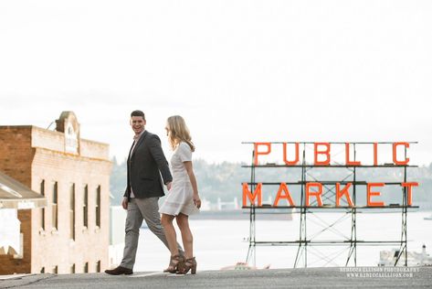 Photoshoot Prompts, Pikes Place, Mountain Engagement Session, Pike Place Market, Downtown Seattle, Pike Place, Mountain Engagement, Late Afternoon, Engagement Shoot