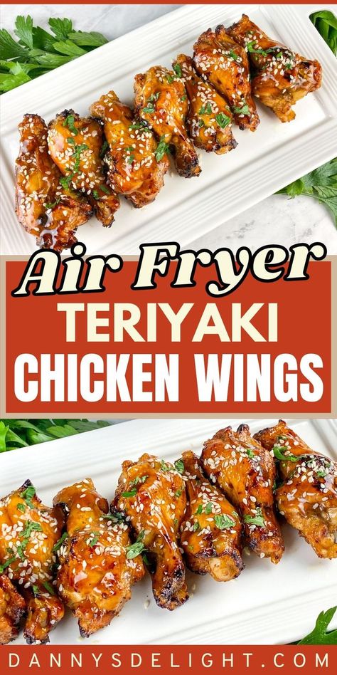 Air fryer teriyaki chicken wings - these delicious chicken wings are so easy to make with a homemade gluten free teriyaki sauce in an air fryer. These homemade air fryer chicken wings will be your go to recipe forever, I bet. Hawaiian Chicken Wings, Air Fryer Teriyaki Chicken, Teriyaki Chicken Wings Recipe, Gluten Free Teriyaki, Gluten Free Teriyaki Sauce, Spicy Chicken Bites, Air Fryer Recipes Chicken Wings, Air Fryer Chicken Recipes, Teriyaki Wings