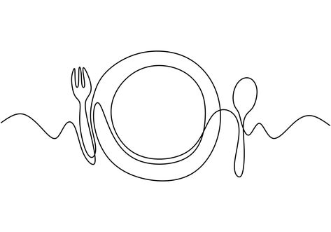 Drawing Of Food, Food Symbol, Plate Drawing, Line Art Minimalist, Single Line Drawing, One Line Art, Simple Line Drawings, Continuous Line Drawing, Wine Art