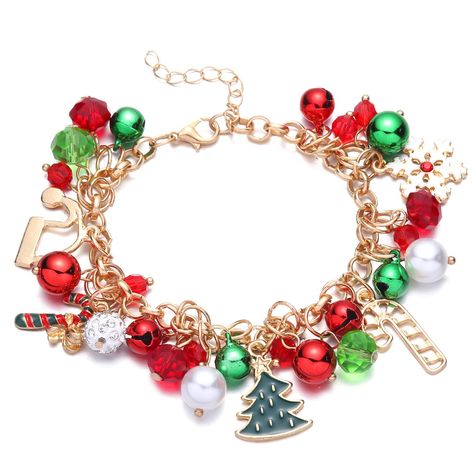 Halloween Charm Bracelet, Spooky Chic, Christmas Tree Green, Christmas Mix, Santa Claus Christmas Tree, Vintage Charm Bracelet, Halloween Charms, Christmas Bracelet, Christmas Charms