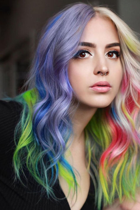 Vibrant Pastel Rainbow Waves: A Dreamy Statement Hairstyle with Versatile Elegance // Photo Credit: Instagram @amandaepsteinhair Gemini Hairstyles, Rope Braid Hairstyles, Summer Brown Hair, Copper Brown Hair Color, 2024 Colors, Rope Braided Hairstyle, Copper Brown Hair, Braiding Hair Colors, Split Dye