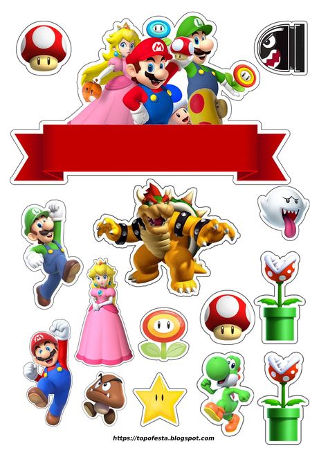 Super Mario 5, Diy Cake Topper Printable, Mario Kart Cake, Super Mario Bros Party Ideas, Mario Kart Party, Mickey Mouse Cake Topper, Mario Birthday Cake, Mario Bros Cake, Super Mario Cake