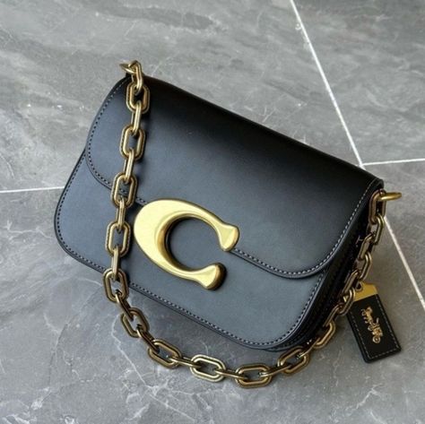 COACH Idol Bag Cute Purses, Chain Strap, Calf Leather, Purse, Handbags, Chain, Leather, Black