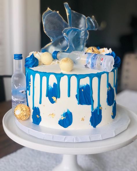 Grey Goose Birthday Cake, Goose Birthday Cake, Goose Party, Goose Birthday, Grey Goose Vodka, 18th Birthday Cake, Grey Goose, Drip Cake, Bday Cake