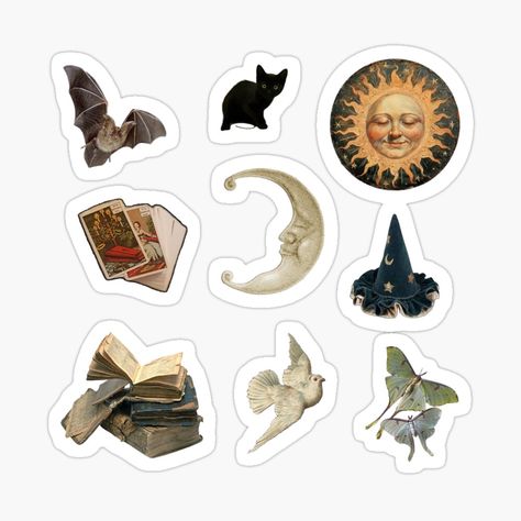 Get my art printed on awesome products. Support me at Redbubble #RBandME: https://www.redbubble.com/i/sticker/Whimsigoth-Pack-by-EmikoNamika/164879084.EJUG5?asc=u Whimsigoth Stickers, Whimsigoth Aesthetic, Witchy Stickers, Sticker Aesthetic, Halloween Moon, Retro Halloween, Sticker Sheet, Sticker Sheets, My Art