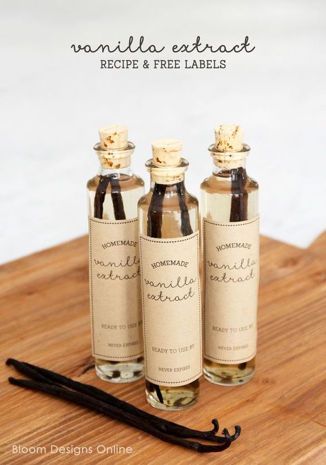 Vanilla Labels, Diy Extracts, Diy Spa Gifts, Vanilla Extract Recipe, Homemade Vanilla Extract, Free Printable Gifts, Free Printable Tags, Homemade Gift Ideas, Diy Spa