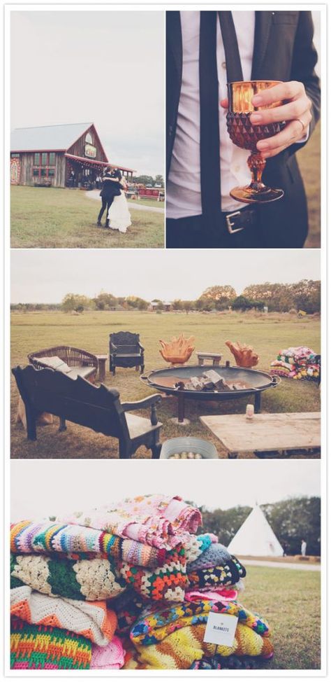 Picnic Wedding Reception Ideas | Unique Wedding Venue Styling Inspiration Winter Wedding Trends, Bonfire Party, Bohemian Outdoor, Wedding Bohemian, Comfy Blankets, Bonfire Night, Festa Party, Cool Ideas, Festival Wedding