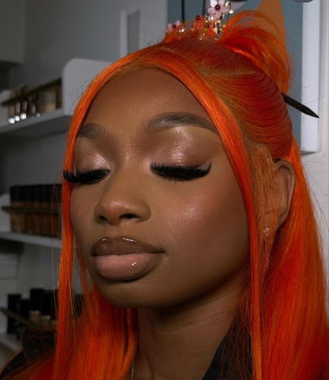 Brown And Orange Makeup Looks, Orange Makeup Looks Black Women, Burnt Orange Makeup, Orange Makeup Looks, Makeup Looks Black Women, Insta Baddie Makeup, Prom 2k24, Insta Baddie, Orange Makeup