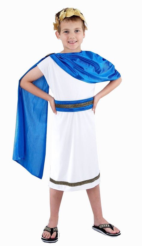 Boys Caesar Roman Greek Fancy Dress Costume Toga Fancy Dress, Zeus Costume, Greece Costume, Greece Dress, Roman Clothes, Outfit Large, Boys Fancy Dress, Roman Costume, Greek Costume