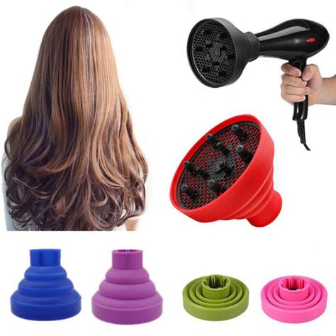 Features: Adopting high quality silicone, which is high temperature resistant and without deformation for long term use. The foldable design makes it flexible to use and easier to put in your handbag or makeup bag. With this hairdryer diffuser, it can help to diffuse the heat and air from the dryer evenly, which will protect the hair from damage of concentrated heat. High-temperature resistant: no deformation, nano-silicone material, strong and durable. Honeycomb outlet to distribute hot air eve Hair Dryer Curly Hair, Curl Diffuser, Hair Dryer Diffuser, Hair Blower, Hair Curl, Hair Roller, Magic Hair, Hair Curler, Hair Rollers