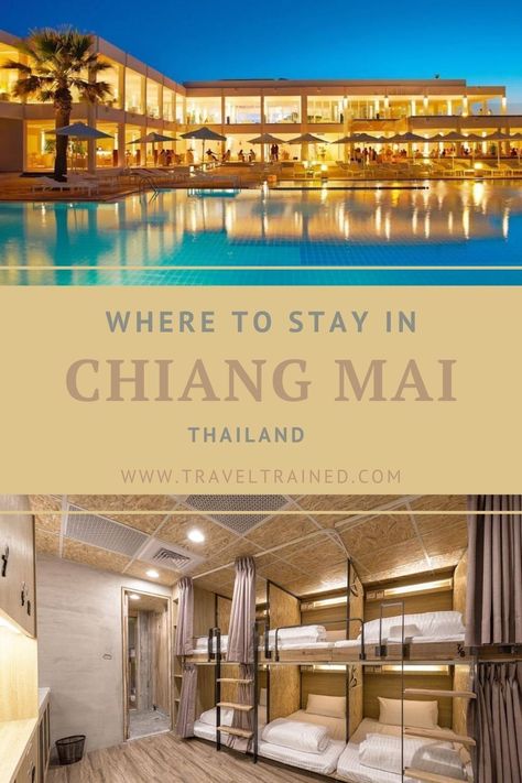 Chiang Mai is one of my favourite places from Thailand and I absolutely loved the 4 weeks I've spent in there! I have stayed in plenty of places, from cheap party hostels to expensive resorts! I made this guide for anyone who would love to know where to stay in Chiang Mai and what are the best hotels and hostels. Discover now the best places to stay in Chiang Mai! #hotels #resorts #hostels #chiangmai #thailand #placestostay #booking.com Chang Mai Thailand Hotels, Chang Mai Thailand, Thailand Nightlife, Chiang Mai Hotel, Thai Travel, Thailand Travel Guide, Chiangmai Thailand, Cheap Party, Thailand Hotel