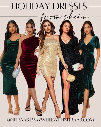 Holiday Dresses From SheIn 🥂 holiday outfits // shein // new years dress // velvet dress // holiday dress // holiday party dress // shein dress // shein haul // affordable fashion #LTKHoliday #LTKstyletip #LTKunder100 Shein Holiday Outfits, Dresses From Shein, Shein Haul, Xmas Dress, Holiday Party Dress, Dress Velvet, New Years Dress, Shein Dress, Butterfly Sleeve