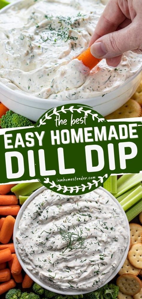 Fresh Dill Dip, Homemade Dill Dip, Dill Dip Recipes, Veggie Dip Recipe, Dill Recipes, Dill Dip, Sour Cream Dip, Homemade Dips, Vegetable Dip