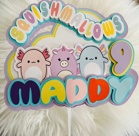 Squishmellow Cake Toppers, Squishmallow Cake Topper, Squishmallow Cake, Squishmallows Party, Squishmallow Party, Pusheen Birthday, Unicorn Birthday Party Decorations, Personalized Cakes, Cupcake Picks