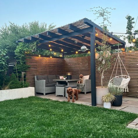 Hanging a swing on the beam of the pergola can provide a fun and relaxing spot to enjoy the outdoors. Just be sure to securely attach the swing to prevent any accidents. Swing from @mabel.in.the.house Swing Pergola Ideas, Pergola Ideas, Diy Pergola, Outdoor Decorations, The Swing, Made Of Wood, The Outdoors, Garden Landscaping, Beams