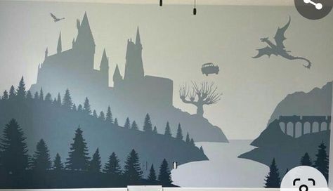 Harry Potter Mural, Harry Potter Universe, Mural Ideas, Harry Potter Gryffindor, Hogwarts Mystery, Themed Nursery, Harry Potter Universal, Cool Paintings, Ravenclaw