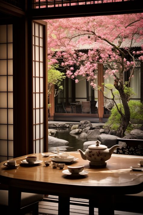 Indulge in the tranquility of this space, where the peaceful ambiance of the tea room seamlessly blends with the captivating allure of the Zen garden. #JapaneseTeaRoom #ZenGarden #Tranquility #JapaneseAesthetics Tea Room Aesthetic, Meditation Pavilion, Sun Catcher Butterfly, Zen Cafe, Chinese Tea Room, Japanese Tea Room, Tea Room Design, Apartment Decor Aesthetic, Butterfly Suncatcher