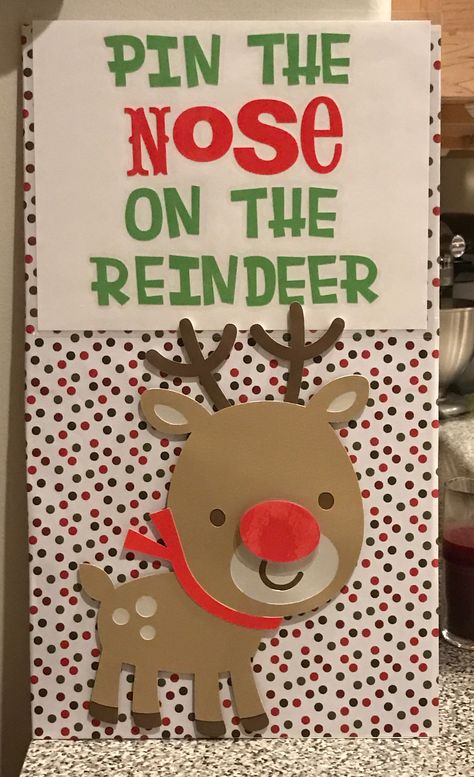 Pin Nose On Reindeer Game, Pin The Tail On The Reindeer, Pin The Nose On The Reindeer, Reindeer Themed Christmas Party, Reindeer Games Christmas Party, Magnet Games, Feed The Reindeer, Pin The Nose On Rudolph, Holiday Spirit Week