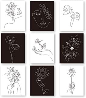 Line Art Prints, Embroidered Canvas Art, Minimal Wall Decor, Black And White Art Drawing, Flower Art Drawing, Abstract Line Art, Abstract Poster, Flower Canvas, Abstract Art Prints