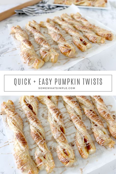 Pumpkin Twists Recipe Pumpkin Cinnamon Twists, Pumpkin Twists Puff Pastry, Pumpkin Pie Twists Recipe, Pumpkin Twists Recipe, Pumpkin Pastry Puffs, Pumpkin Puff Pastry, Pumpkin Pie Twists, Pumpkin Twists, Pumpkin Turnovers