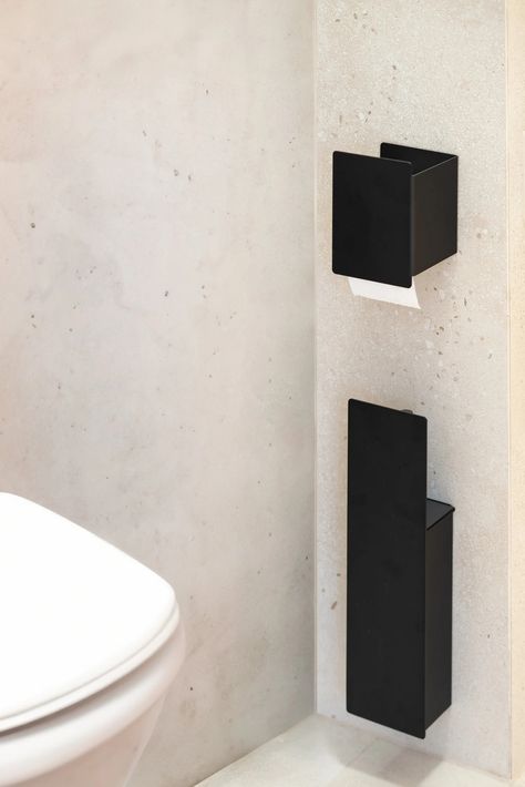 Minimalist Toilet Paper Holder, Toilet Paper Holder Bathroom, Concealed Toilet Paper Holder, Powder Room Toilet Paper Holder, No Drill Toilet Paper Holder, Small Modern Toilet Ideas, Modern Toilet Paper Storage, Toilet Paper Niche Bathroom Ideas, Double Toilet Paper Holder