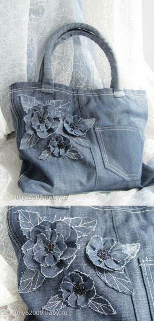 Bolsa de calça jeans: Ideias e molde para imprimir - Como Fazer Återvinna Jeans, Artisanats Denim, Denim Upcycle, Tas Denim, Blue Jean Purses, Jean Purses, Diy Jeans, Diy Sac, Blue Jeans Crafts