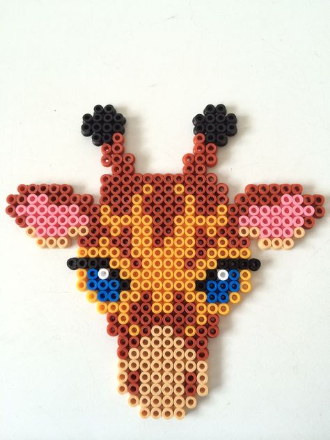 Giraffe hama perler beads by Louise Nielsen Hama Beads Giraffe, Perler Bead Giraffe Pattern, Perler Beads Giraffe, Giraffe Bead Pattern, Giraffe Perler Bead Patterns, Yellow Perler Bead Patterns, Disney Perler Bead Patterns, Animate Tutorial, Hama Beads Pattern