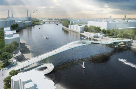 2 | 87 Brilliant Designs For A New Pedestrian-Cycling Bridge In London | Co.Exist | ideas + impact Bridges Architecture, Bridge Architecture, Art Structure, Pedestrian Crossing, Cross River, Arch Bridge, Pedestrian Bridge, Bridge Design, Over The River