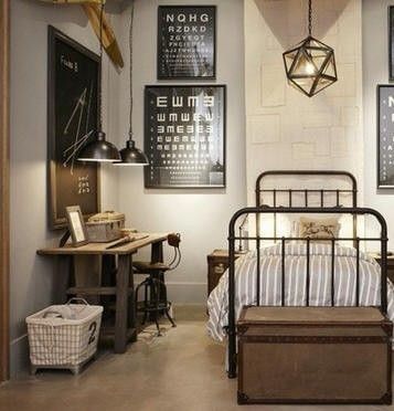 Industrial Bedroom Design, Boy Bedroom Design, Iron Bed, Room Inspiration Bedroom, Room Ideas Bedroom, Dream Rooms, Aesthetic Bedroom, Bed Room, Aesthetic Room Decor