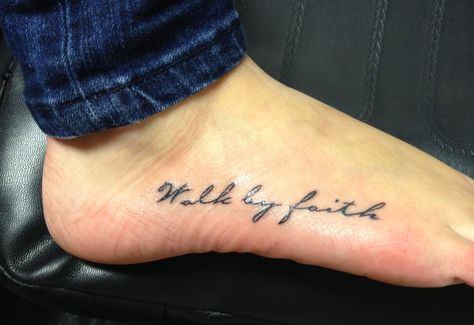 Walk by faith :) Faith Tattoos For Women, Faith Tatoos, Walk By Faith Foot Tattoo, Faith Foot Tattoos, Faith Tattoos, Cute Foot Tattoos, Sailboat Tattoo, Running Tattoo, Faith Tattoo