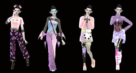 Sims 4 Harajuku, Sims 4 Harajuku Cc, Mesh Boots, Furniture Cc, Belt Pants, Harajuku Style, Harajuku Fashion, Pastel Goth, Sims Cc