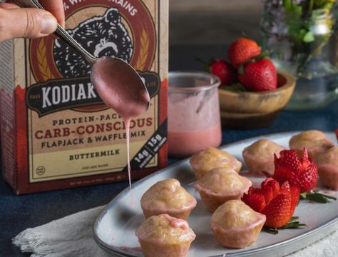 Glazed Donut Holes Recipe, Strawberry Glazed Donut, Glazed Donut Holes, Donut Holes Recipe, Kodiak Cakes Recipe, Donut Hole Recipe, Strawberry Glaze, Treating Yourself, Kodiak Cakes