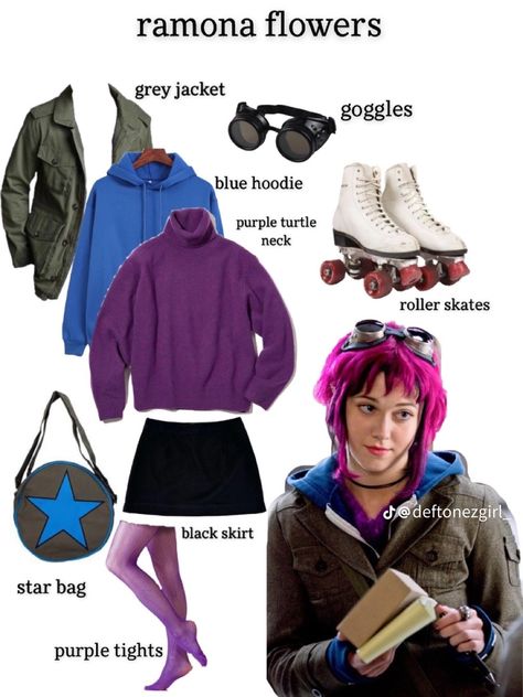 Pilgrim Outfit, Ramona Scott Pilgrim, Pilgrim Costume, Ramona Flowers, Manic Pixie Dream Girl, Movie Inspired Outfits, Pretty Halloween Costumes, Scott Pilgrim Vs. The World, Cute Couple Halloween Costumes