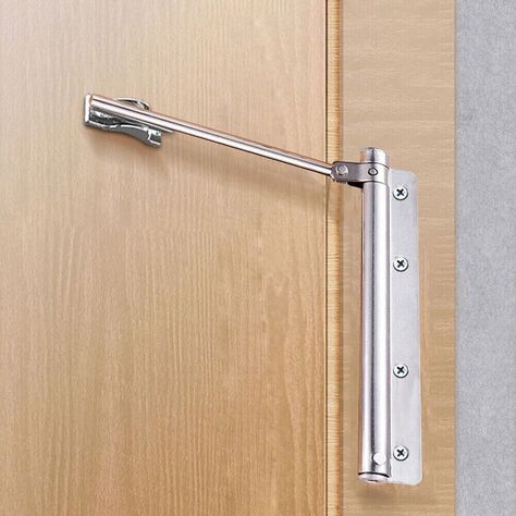 Easy to Install Stainless Steel Door Closer with Adjustable Speed and Latching DESCRIPTION Feature: * Easy to Install * Adjustable Screws For Slow or Fast Closing * Quality stainless steel Door closer * Enjoy automatic closing and latching, maintaining quiet and security * Door Closer Fits Right Or Left Swing Doors Specifications: 1. Slightly loosen the adjustment pin 2. Locate the rivet on the door closer and remove it 3. The fixing pin needs to be pulled out for adjustment 4. Adjust the door closer with a hex wrench, after setting the thick you need, put the rivet back on the door closer * Color: Silver，Black * Material: stainless steel * Usage: : family door, door, hotel guest room door, wooden door * Bear weight: 44-88lb, 20-40KG. Package Included: 1 x Door closer 1 x Buckle 1 x Slippe Door Closers, Stainless Steel Door, Door Closer, Door Catches, Automatic Door, Steel Door, Room Door, Spring Door, Hotel Guest