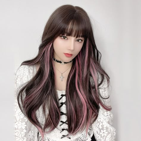 Pink Hair Streaks, Korean Hair Color, Hair Color Underneath, Hair Color Streaks, Hair Inspiration Long, Packing Bags, Hair Streaks, Dyed Hair Inspiration, Curly Hair Wig