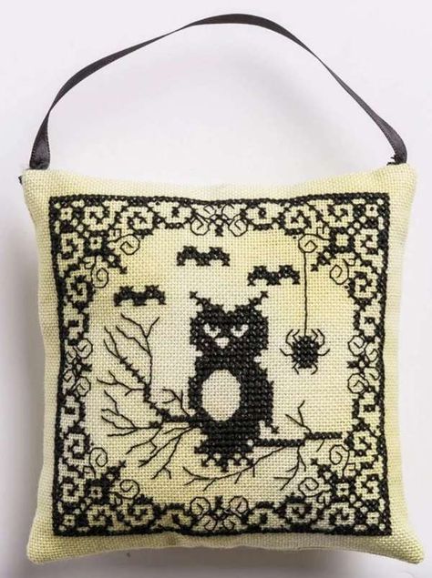 This Halloween-themed owl cross stitch pattern is part of a roundup of owl cross stitch patterns from The World of Cross Stitching. It looks great on an off-white cloth but might also be fun with inverted colors — black fabric … Read More... Monster Cross Stitch, Cross Stitch Patterns For Beginners, Inverted Colors, Halloween Cross Stitch Charts, Cross Stitch Owl, Halloween Cross Stitch, Owl Cross Stitch, Halloween Cross Stitch Patterns, Easy Cross Stitch Patterns