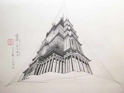 Julie-Zhao-3-point 4 Point Perspective, 5 Point Perspective, 2 Point Perspective Drawing, 3 Point Perspective, Three Point Perspective, Perspective Sketch, Perspective Drawing Architecture, Drawing Interior, Bg Design