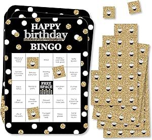 Amazon.com: Big Dot of Happiness Adult Happy Birthday - Gold - Find The Guest Bingo Cards and Markers - Birthday Party Bingo Game - Happy Birthday Bingo - Set of 18 : Toys & Games Birthday Bingo, Find The Guest Bingo, Guest Bingo, Bingo Sets, Find The Guest, Bingo Set, Birthday Gold, Bingo Games, The Guest