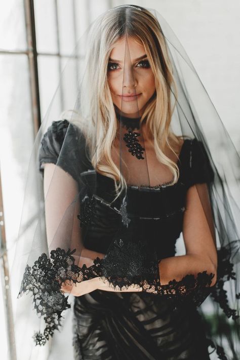 Cathedral Lace Veil, Black Bridal Veil, Black Wedding Veil, Moody Halloween, Wedding Cathedral, Halloween Weddings, Lace Cathedral Veil, Chapel Length Veil, Drop Veil