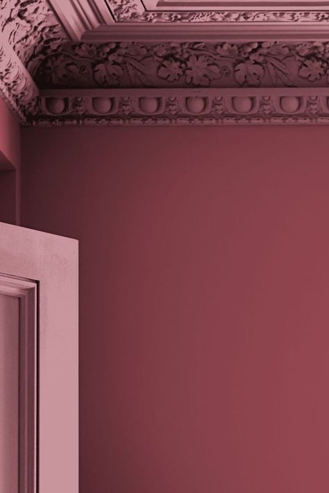 Burgandy Wall Paint, Red Paint Wall, Farrow And Ball Crimson Red, Mauve Wall Paint, Moody Feature Wall, Deep Red Bedroom, Red Bedroom Ideas, Maroon Walls, Laura Ashley Paint