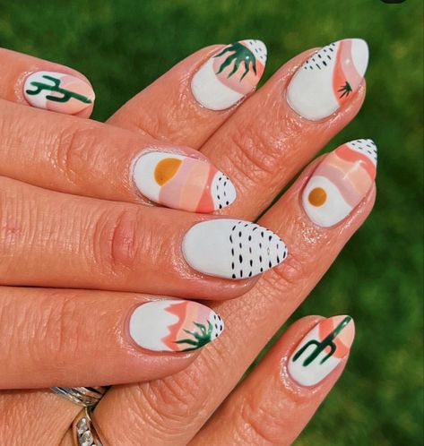 Sunflower Nails 2023, Scottsdale Nail Ideas, Scottsdale Arizona Nails, Boho Desert Nail Art, Desert Themed Nails, Luminary Nails Spring, Desert Theme Nails, Luminary Gel Nails, Arizona Nail Designs